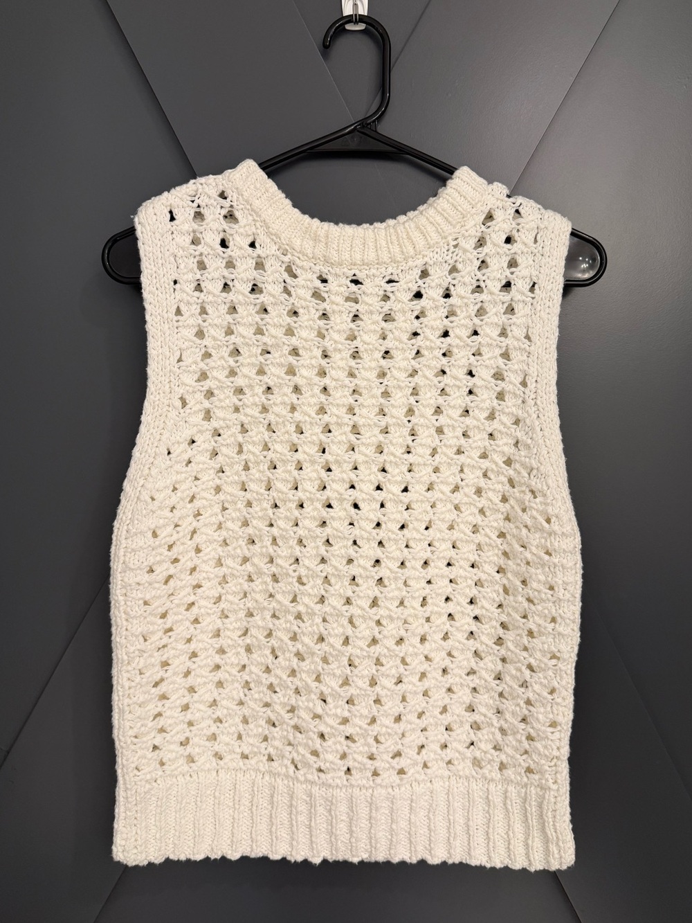 FRAME Tape Yarn Sleeveless Sweater Vest Tank Off White/Cream - Picture 2 of 8